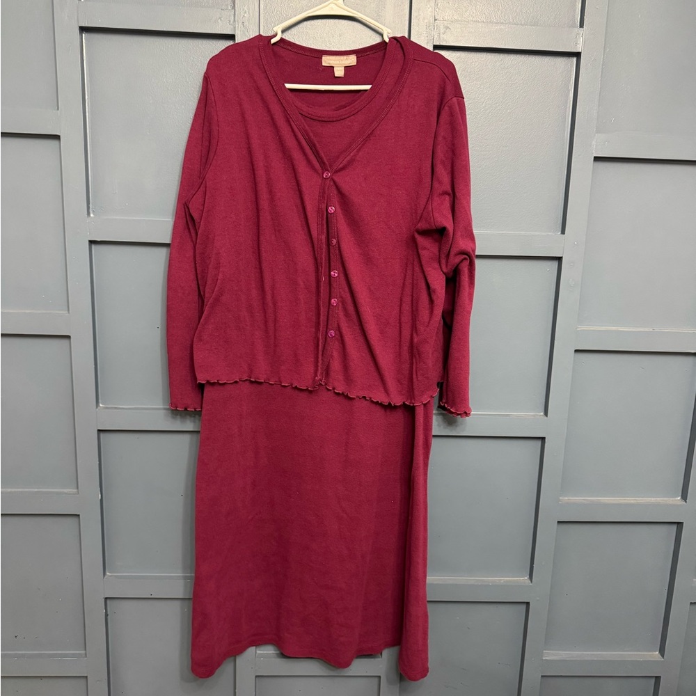 Woman Within Plum Sundress with Cardigan
